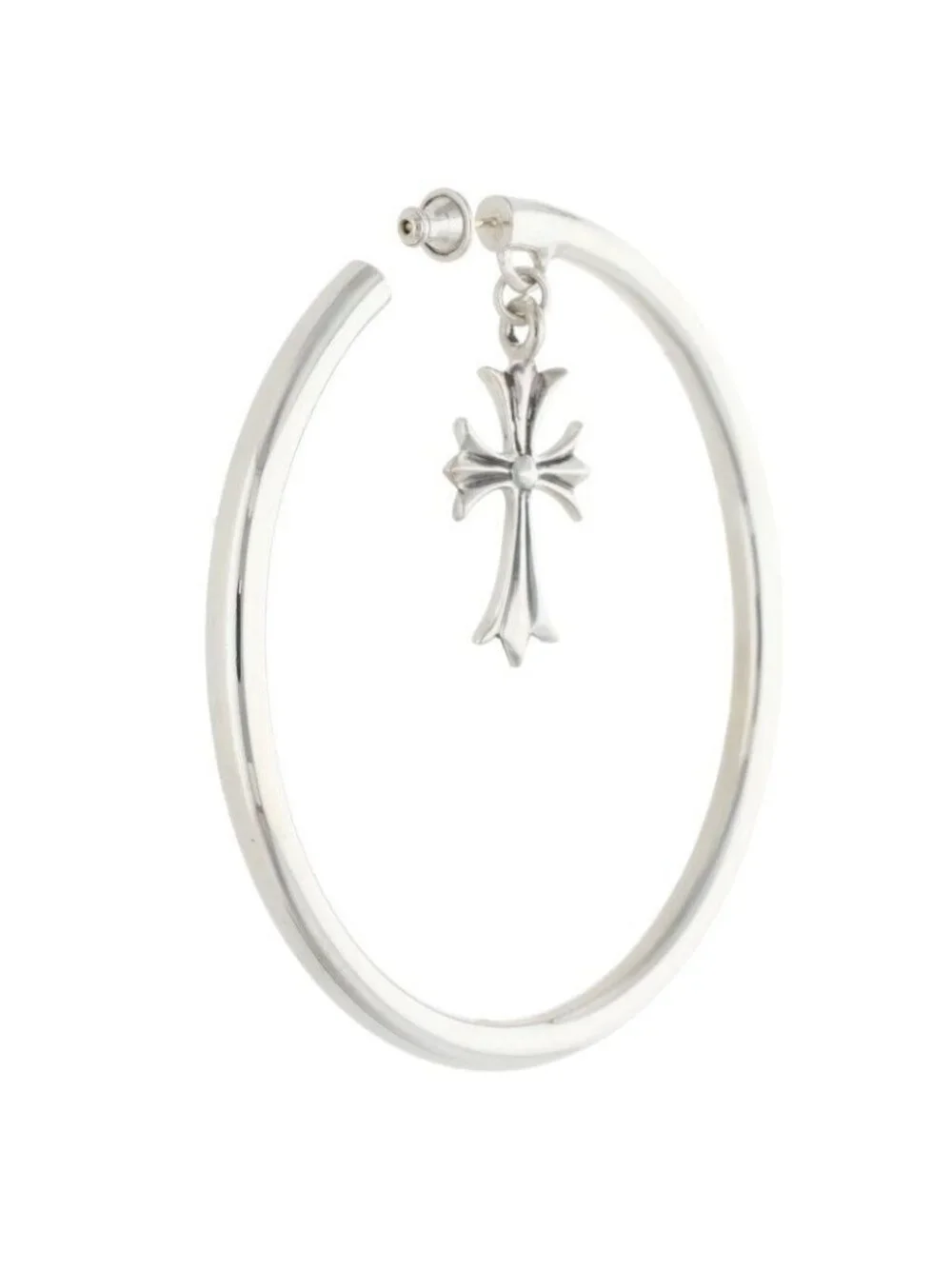 Chrome Hearts Tiny CH Silver Earrings with Cross